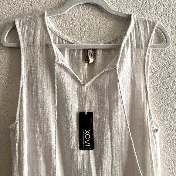 XCVI Women's size M White Bohemian Lace Bottom Dress Beachy Cover Up New! - Picture 2 of 5